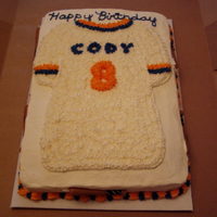 8Th Birthday ~ Boy This cake was for an 8 yr old who loves baseball. His team colors are blue & orange. I added the wilton bat candles to the sides at the...