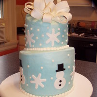 Let It Snow! This was my first topsy turvy. Buttercream icing with satin ice accents. I made it for the high school chorus' silent auction that was...