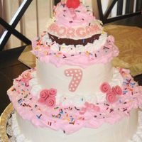 Ice Cream Sundae Cake My daughter saw a cake by Steady Twohands and said, "I WANT THAT!" I copied that cake and she was thrilled. The icing is whipped...