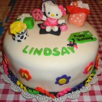 Hello Kitty Goes Neon This was a request for: Hello Kitty, neon, peace signs and shopping! The shopping bags are rice krispie treats covered in fondant. All...