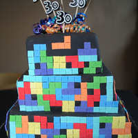 Tetris Cake Top 2 layers are Champagne Cake with Strawberry Filling the bottom layer is Chocolate Chambord Cake with Raspberry Filling. This cake took...