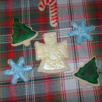 Christmas Cookies. This was my first time making cookies. They weren't great but they were tasty at least. Anyway...I used the nfsc recipe. Worked great...