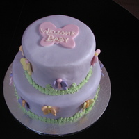 Butterfly Baby Shower This is a baby shower cake for a wonderful woman who has a purple nursery with pink, orange, purple and green butterfly accents. Chocolate...