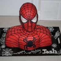 Spiderman Spiderman for Birthday party. The head is styrofoam - first cake I've ever made not 100% edible, but my friend did not need that much...
