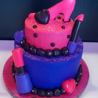 Girly Stuff A small cake made for a girl who was having a spa birthday party. She wanted lipstick, nail polish, and shoes on it. I thought these 3...