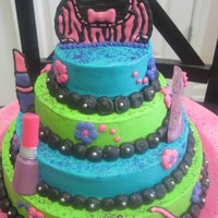 Girly Cake This cake was for a little girl who loved purse and makeup.............all girly stuff! I had done a cake like this one before and she...