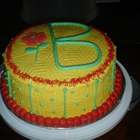 Yellow And Red Birthday Cake Cake for a a work birthday.