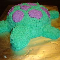 Turtle Cake 2 8 inch rounds carved to round out ended up having to put the cake shavings on top to round out. features are leftover cake piece carved....