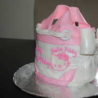 Hello Kitty Bag This was my first time carving and then covering a cake in fondant. It was supposed to be a Hello kitty purse, but I think it came out...