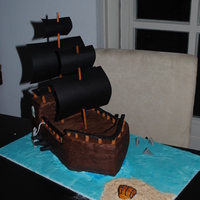 Pirate Ship Dummy Cake cake made mainly from RKT and styrofoam. Lots of work, but fun to figure out