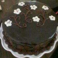 Cake For Microsoft... Blue Ribbon Chocolate Cake with Kalhua filling.....flowers were Choc.
