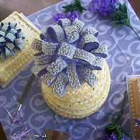 My First Wedding Cake Fondant bow, cream cheese icing purple rock candy used for sparkle