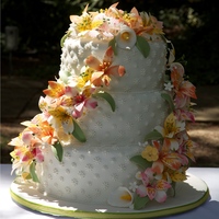 Alstroemerias Wedding Cake I made this for my brothers wedding. Boy did the cake give me grief!! Amazing how some cakes just do that!! But it traveled beautifully...