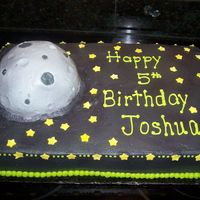 Outerspace This cake was made for a boy who loves outerspace. All BC icing with fondant stars. The moon is made from sports ball pan.