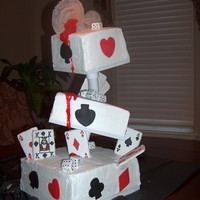 Craig's 21St Birthday Cake Topsy turvy made with stand from cal java. Bottom layer is Toba Garrett's chocolate fudge cake with coffee filling, middle layer same...