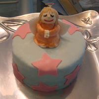 Angel Cake All fondant decorations and angel.