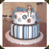 Monkey Baby Shower Cake This Monkey-Themed Baby Shower Cake is WASC with chocolate ganache filling. All decorations are made from fondant. Thanks for looking!