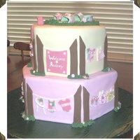 Pink Camo Clothesline Baby Shower Cake This Pink Camo Clothesline Baby Shower Cake was made for a friend's baby shower. Everything on the cake is edible. The sandals on top...