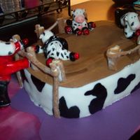 Roller Derby Cows I gave this cake as a gift to a dear friend of mine who so happened to love cows, and plays roller derby. The cows were made of fondant,...