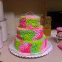 Sweet 16 Camo Cake My niece requested a sweet 16 cake in Pink Camo... I went ahead and created a 3 tiered cake! It was so much fun. My first!!