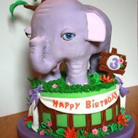 Elephant Cake Fondant covered sculpted elephant.