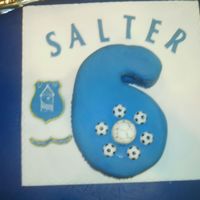 Everton Football Cake Everton football cake with football candles. The boys loved it!!