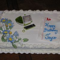 Computer Teacher Cake Made this for a computer teacher. "Paper" made out of gumpaste, with blue and red lines painted on with food color w/ lemon...