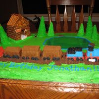 Thomas In 3D This was for my sons 3rd birthday party. I have to give props to my husband for constructing the cabin.