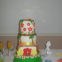 Hawaiin Theme first fondant wedding cake