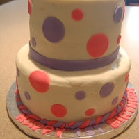 First Birthday Polka Dots First birthday cake for a little girl. Second cake I have done for hire. Vanilla cake with raspberry filling, buttercream frosting and...