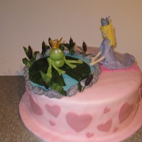 Prince Frog And Princess Engagement Cake First attempt at figures..all made with fondant or gum paste