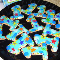 1St Bd Cookies NFSC with color flo for Grandsons !st BD. Made to match partyware