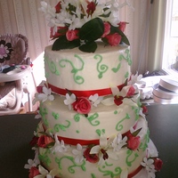 Ruby Red Wedding This was my first bride who changed her mind about 10 times, but she was really pleasant to work with. The flowers are silk picked by the...