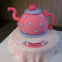 Teapot Birthday Fun cake for 2 year old's tea party birthday. Chocolate cake with strawberry cream cheese filling. Thanks to Susie112562 and...