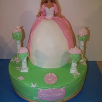 Princess Cake Large wilton`s wonder pan used for dress. Packed with rice krispie treats. Then added to an 8" x 3" round red velvet. The rise...