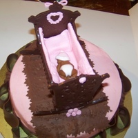 Chocolate Bed Cake I used a chocolate mold for the cradle, you may find the mold at sugar (online store) craft. I used warm chocolate to glue the pieces...