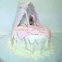 Baby Bassinet Cake I used the two oval pans for the cake. Yellow butter cake with butavan filling.Homemade White chocolate fondant. Canopy is made with...