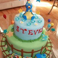 Steven Birthday Cake chocolate cake and fondant accents.