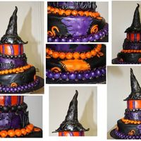 Distressed Witch Hat This cake is a distressed fondant that was airbrushed and hand painted as well as hand stichted. It is designed to accompany the distressed...