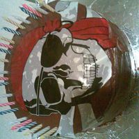 Image007.jpg 4 LAYER CHOCOLATE CAKE W/ CHOCOLATE BC FROSTING, SKELETON PIRATE LOGO! THIS IS MY FIRST CAKE!! WILL START BUILDING UP MY CAKE DECORATING...