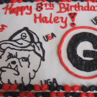 Ga. Bulldog Cake 1/2 sheet choc. w/ ga. bulldog & emblem