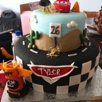 Cars tumbleweed is pulled sugar. vanilla rum on bottom and pina colada cake top.