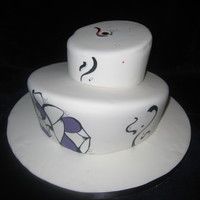 Whimsical Abstract Painted Cake This was a topsy-turvy dummy which started out black and white then I added a little bit of color to make it pop.