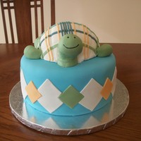 Turtle Cake this was made for a baby shower made to match the baby's crib bedding.
