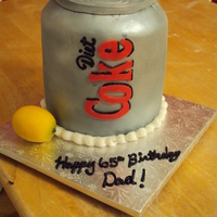Coke With Lemon Can This is for my father's 65th birthday. He loves coke with lemon. So I made him a replica can. It is a vanilla sponge cake with vanilla...