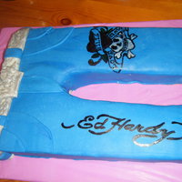 "ed Hardy" Jeans MMF covered...utiized projector to get the image onto the cake