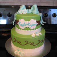 Sophisticated Baby Shower Cake A baby shower cake for a friend having twin girls. She specifically stated "no pink" so I had the challenge of making blue, green...