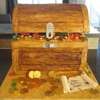 Pirate Treasure Chest I made this cake for my sons 6th birthday party. It was so fun to make, cake is neopolitan, Chocolate, strawberry, vanilla with vanilla BC...