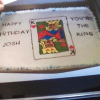 King Of Hearts Unfortunately, this picture turned out very blurry...the best one I could get.. I freehanded the king using BC. Everything is BC. Cake is...