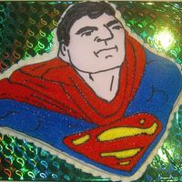 Superman Birthday Cake Fondant and buttercream cake, for my husband, tried to make superman resemble him!